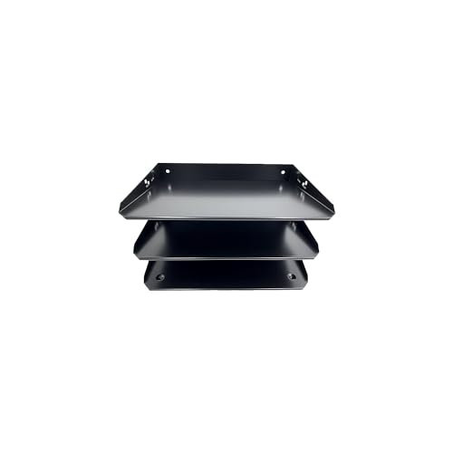 Huron Horizontal 3 Slot Steel Desk Organizer, Black