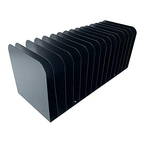 Huron Message Rack 15 Slot, Black Steel 16in