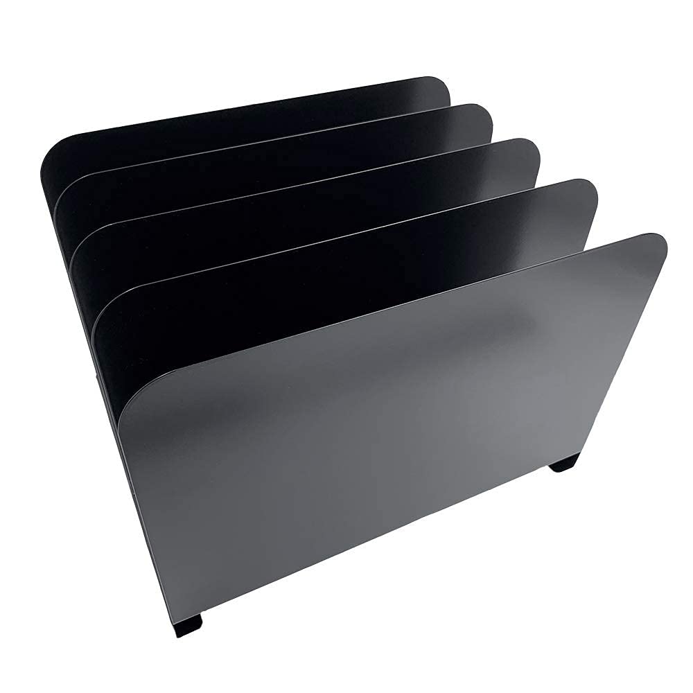 Huron Vertical 4 Slot Steel Desk Organizer/Sorter, Black