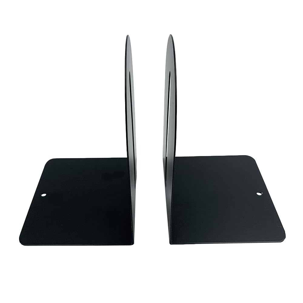 Huron 7in Steel Arched Non-Skid Bookends, Pair, Black