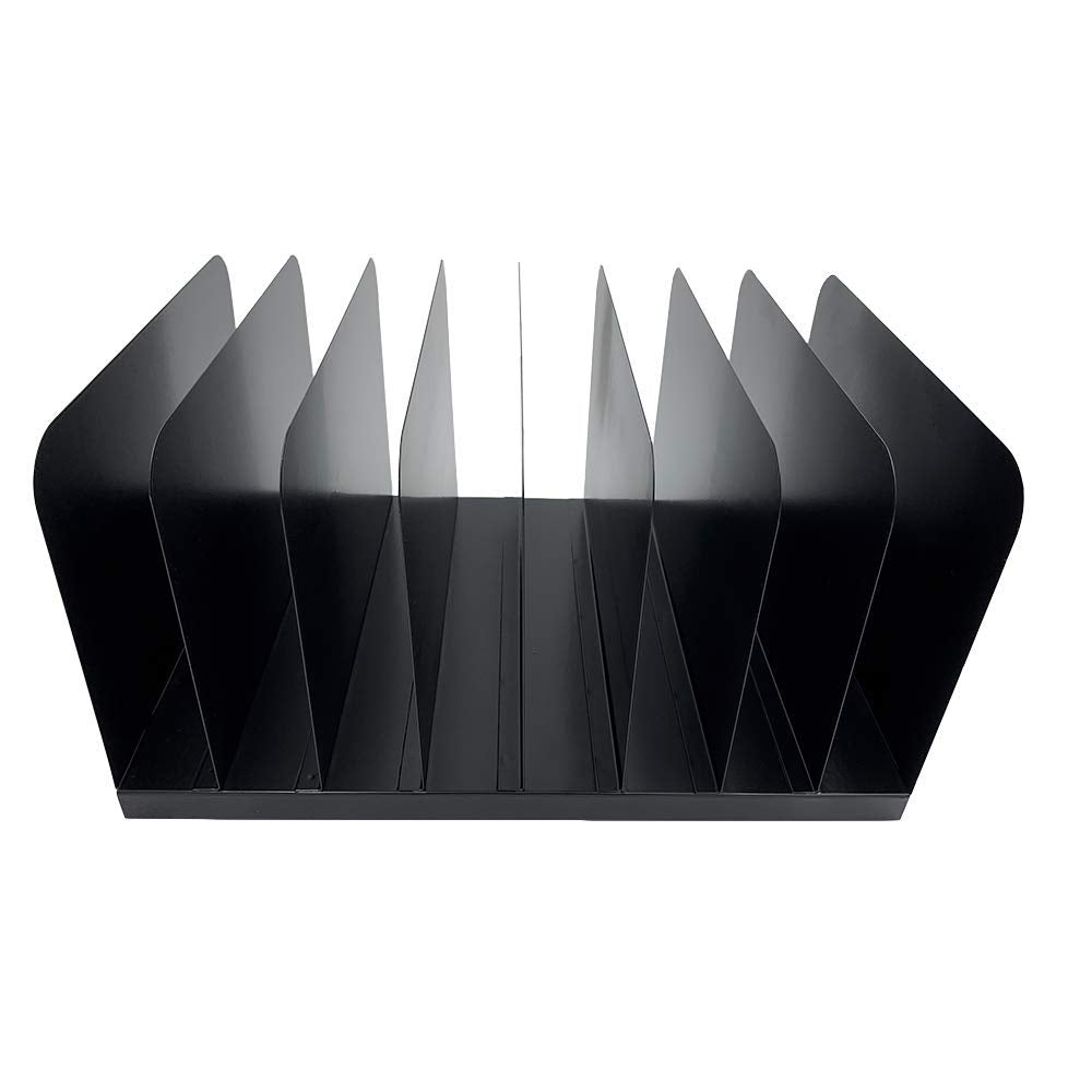 Huron Applied Sciences Vertical 8 Slot Steel Desk Organizer/Sorter, Black