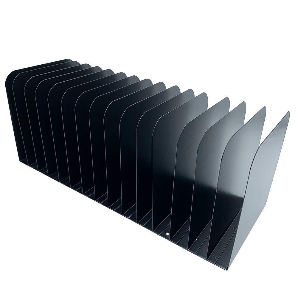 Huron Message Rack 15 Slot, Black Steel 16in