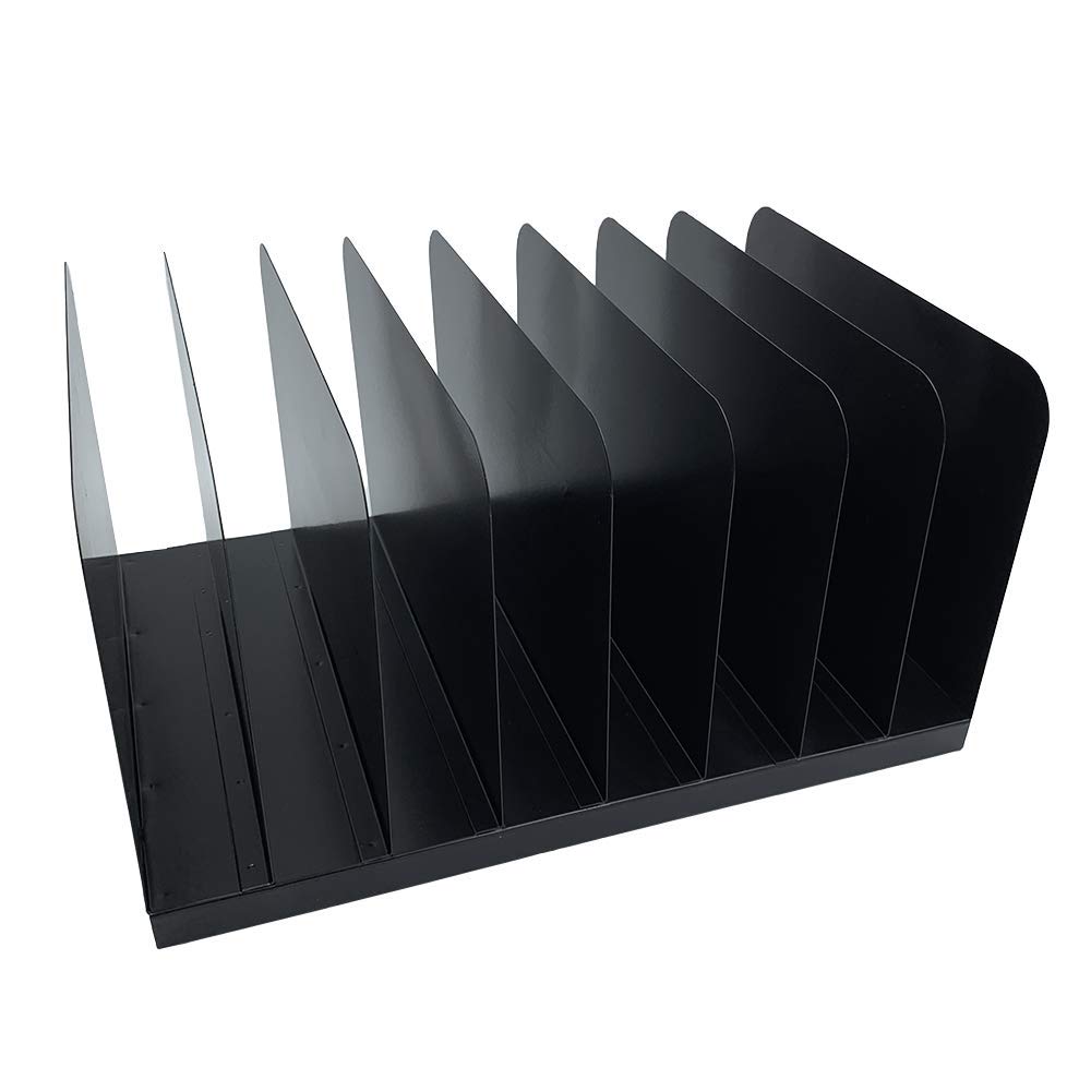 Huron Applied Sciences Vertical 8 Slot Steel Desk Organizer/Sorter, Black
