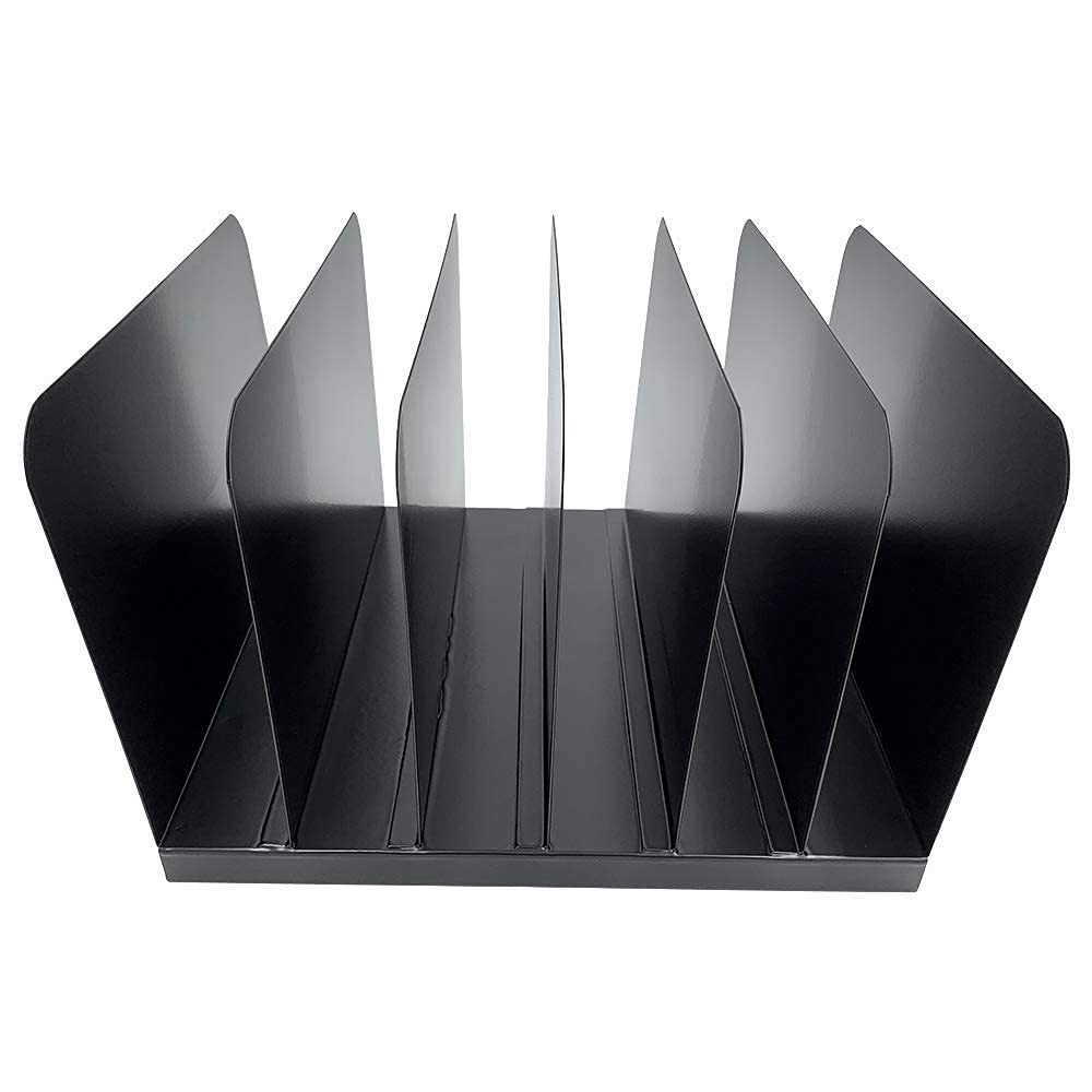 Huron Applied Sciences, Vertical 6 Slot Steel Desk Organizer/Sorter, Black
