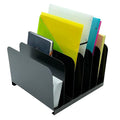 Huron Applied Sciences, Vertical 6 Slot Steel Desk Organizer/Sorter, Black
