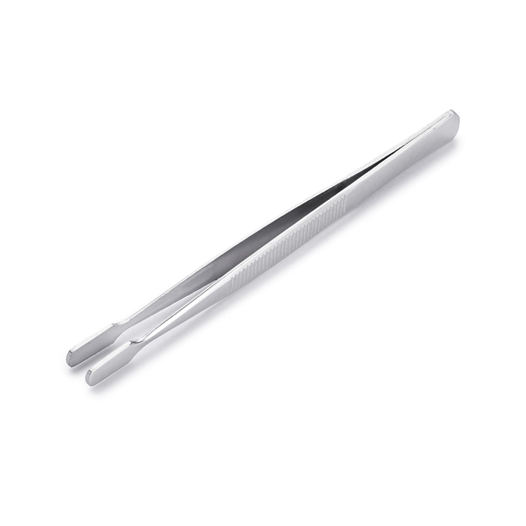 HURON Tweezers, Stamp, Flat Blade, 4.3in