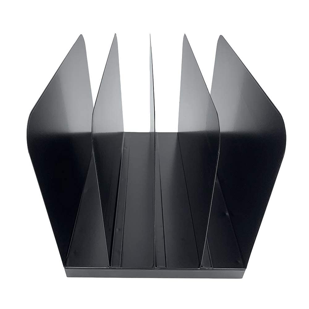Huron Vertical 4 Slot Steel Desk Organizer/Sorter, Black