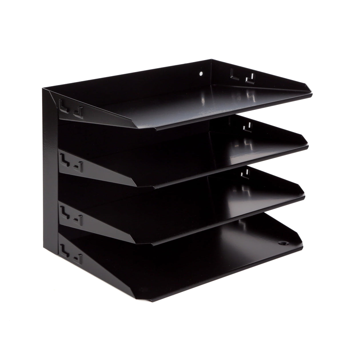 Huron Horizontal 4 Slot Steel Desk Organizer, Black