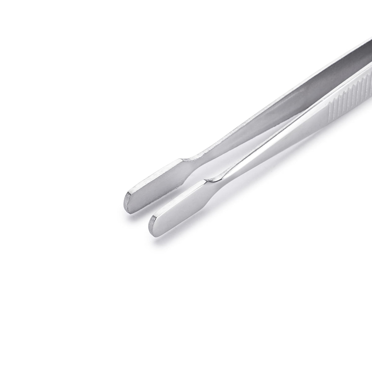 HURON Tweezers, Stamp, Flat Blade, 4.3in