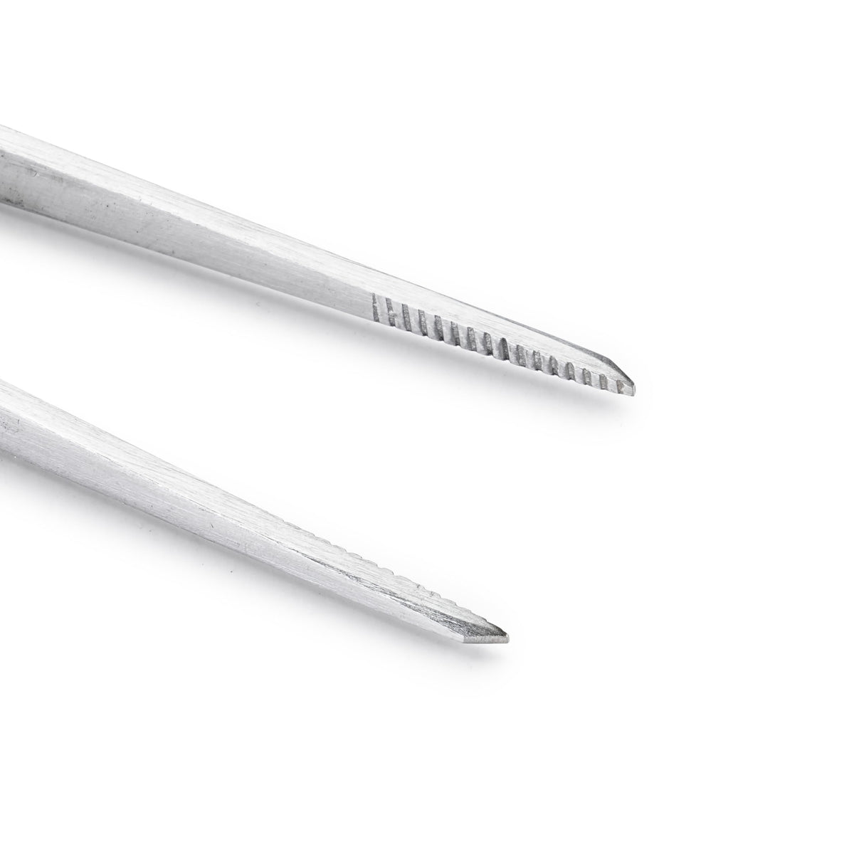 HURON Tweezers, Cross-lock Slotted Round End, 6.5in
