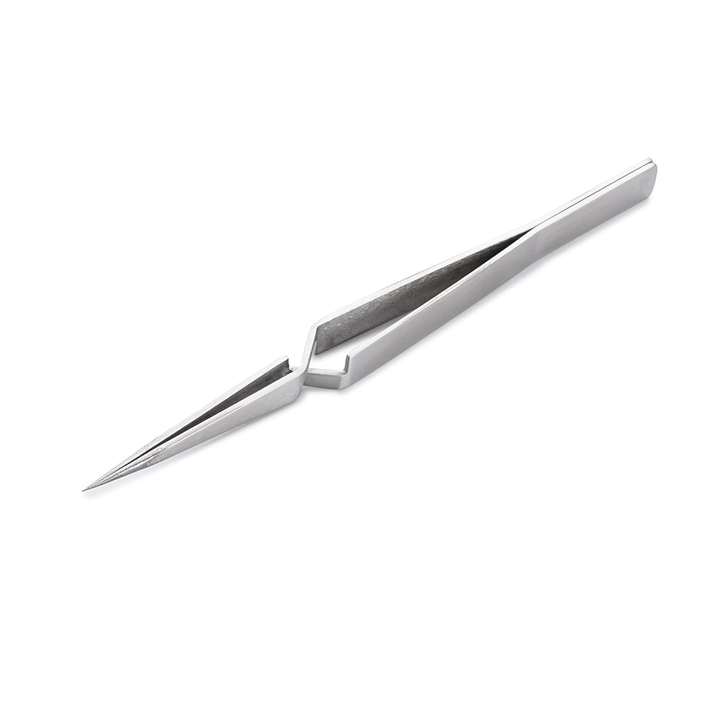 HURON Tweezers, Cross-lock Straight Fine Point, 4.5in