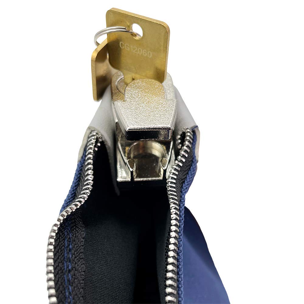 Huron Heavy Duty Locking Deposit Bag Blue Bank Money Cash Security Pop Up Lock 2 Keys