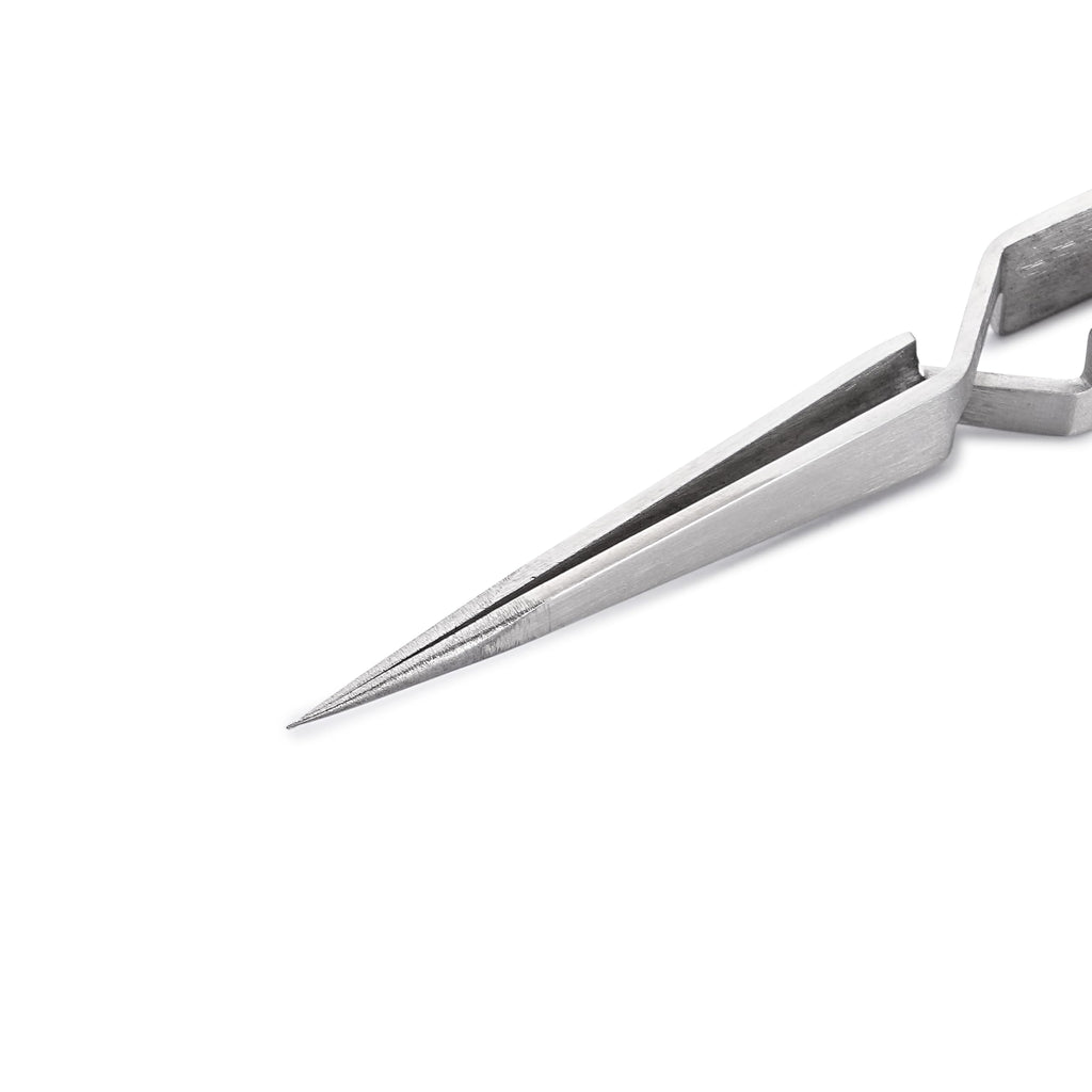 HURON Tweezers, Cross-lock Straight Fine Point, 4.5in
