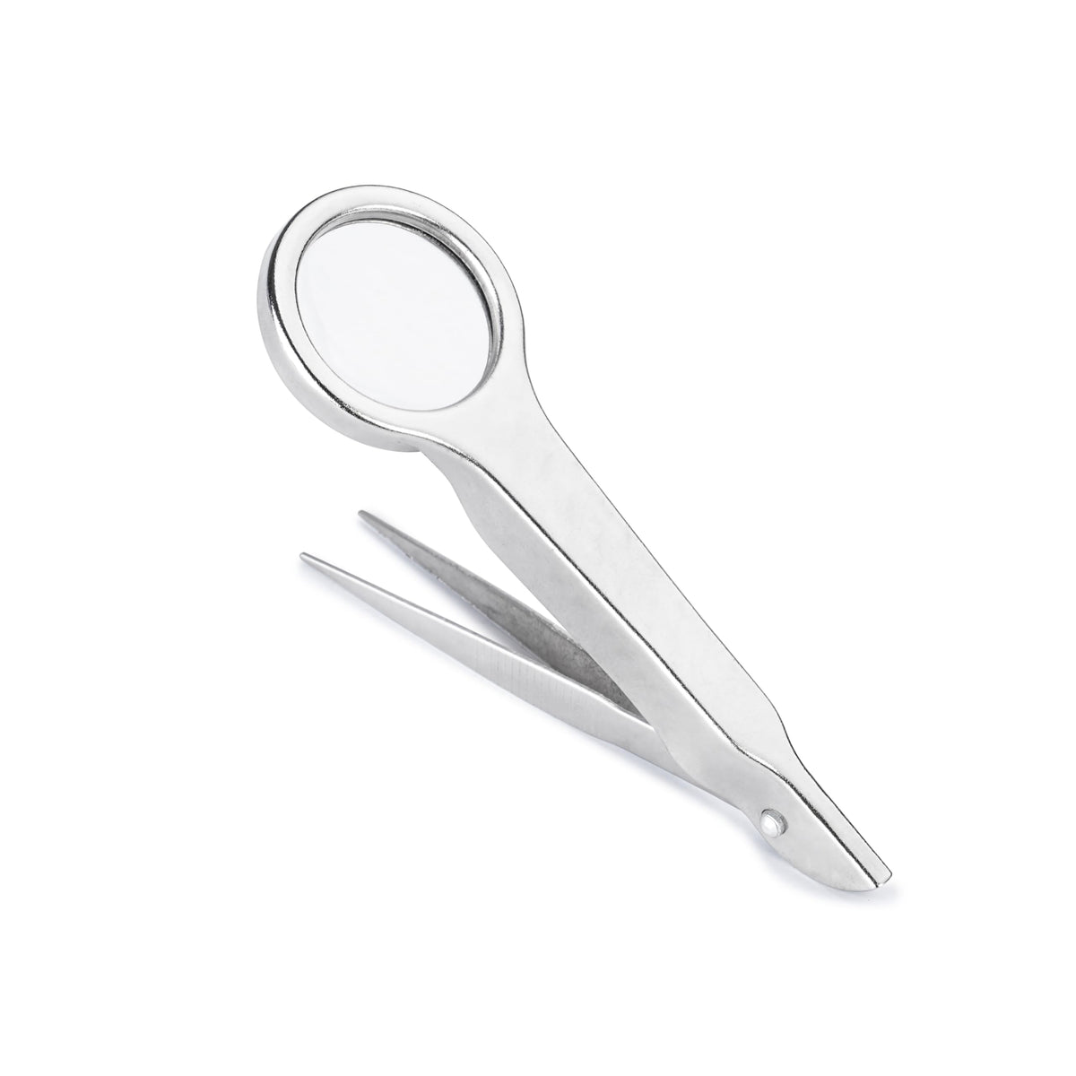Huron Tweezers, Round End, with Magnifier