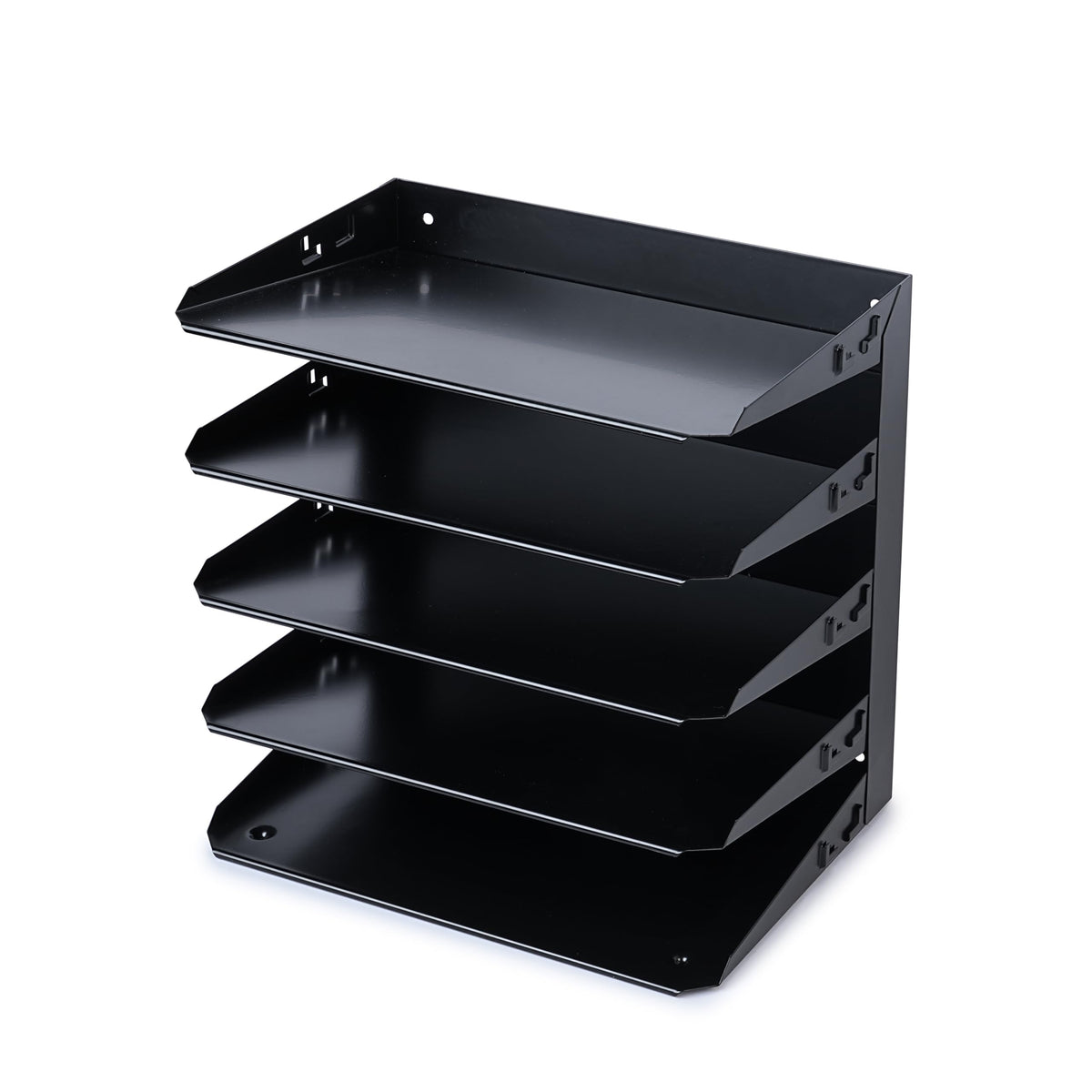 Huron Horizontal 5 Slot Steel Desk Organizer, Black