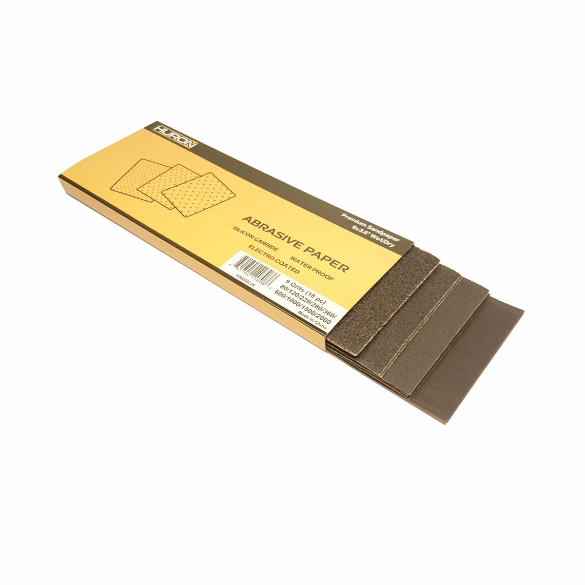 HURON Premium Sandpaper Multipack 9x3.6 Wet/Dry 2 Each 13 Grits