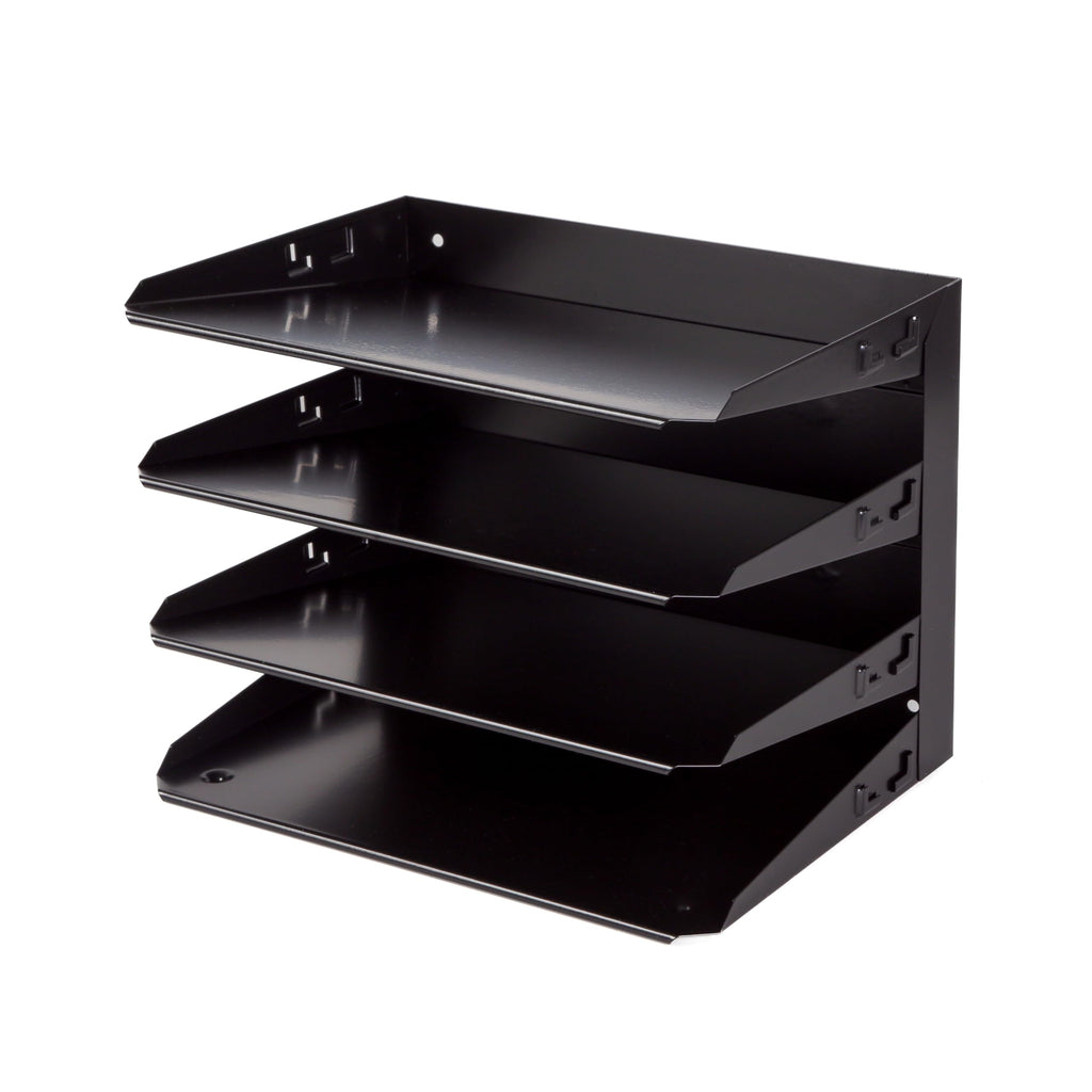 Huron Horizontal 4 Slot Steel Desk Organizer, Black