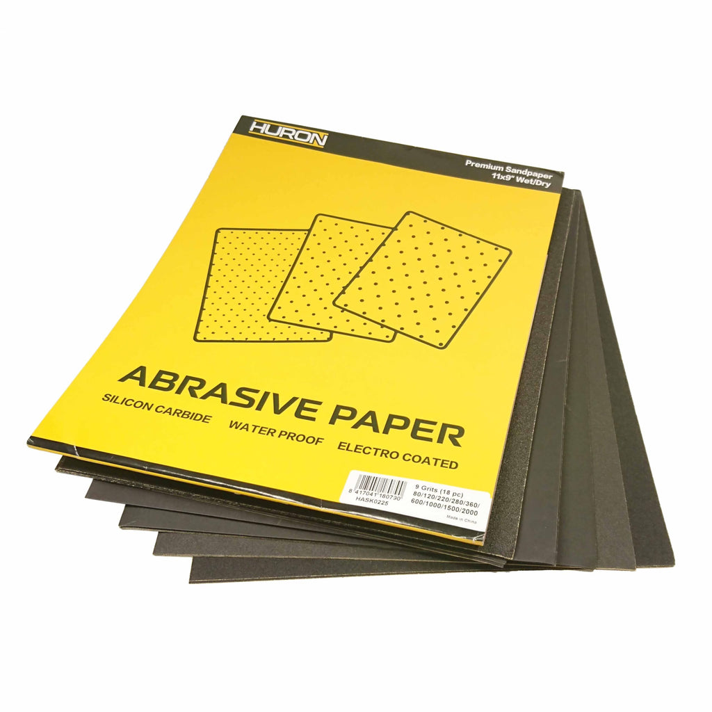 HURON Premium Sandpaper Multipack 11x9 Wet/Dry 3 Grits