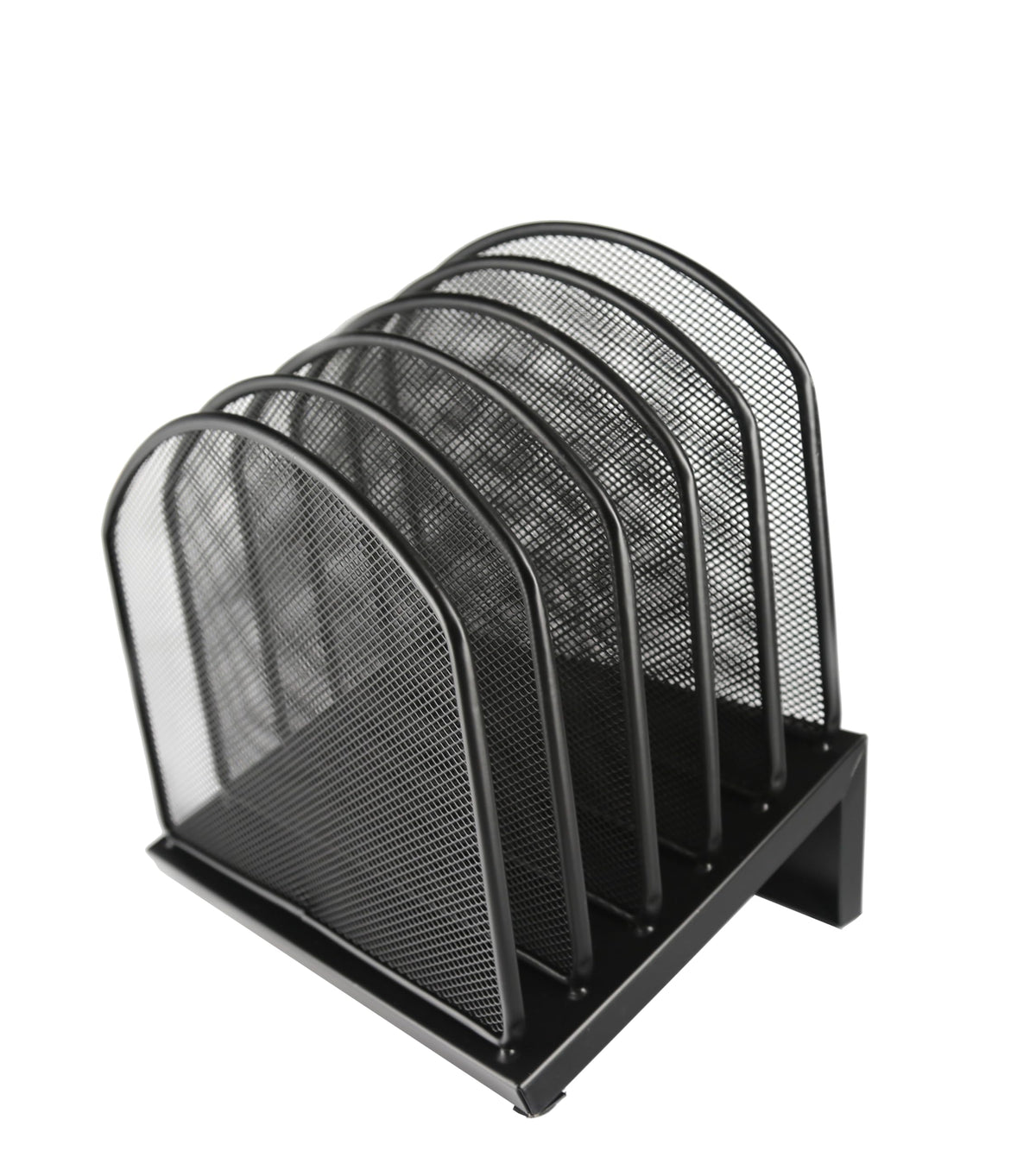 HURON Slant Desk Organizer, 5 Slot, Black Steel Mesh