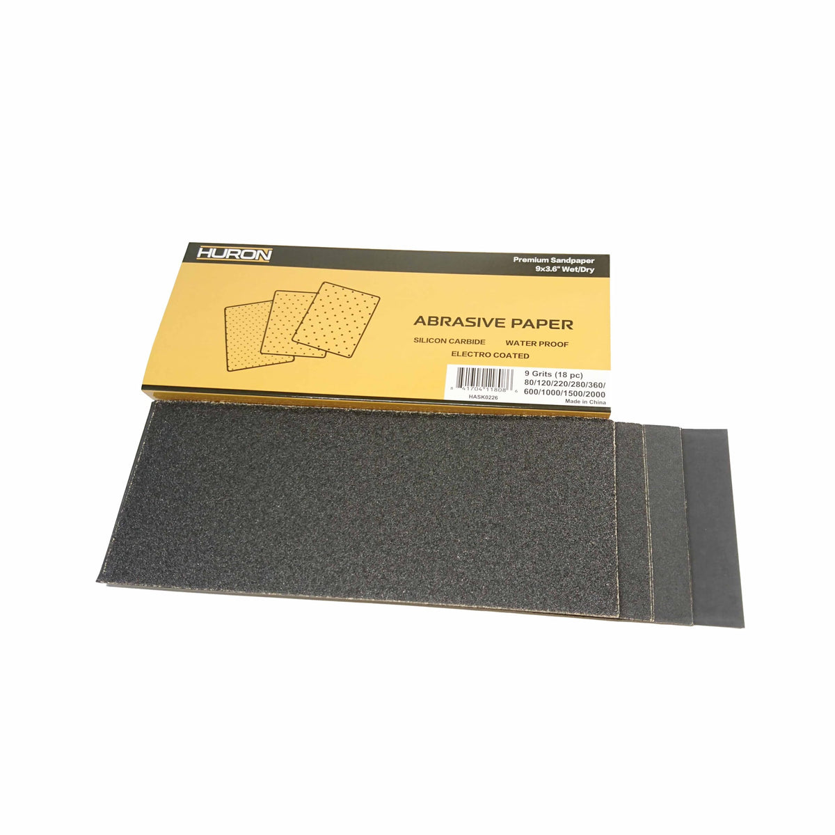 HURON Premium Sandpaper Multipack 9x3.6 Wet/Dry 2 Each 13 Grits