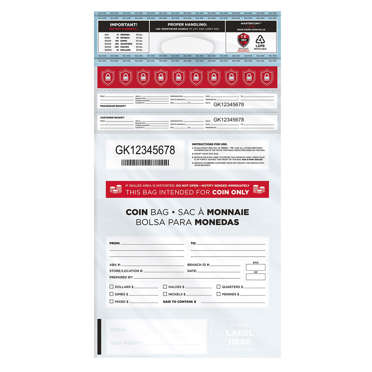 Fraudstopper Level 4 9x12 White Tamper Evident Bag