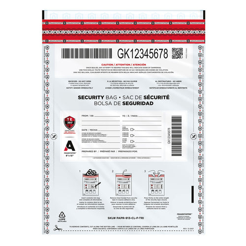 Fraudstopper Level 4 9x12 Clear Tamper Evident Bag
