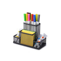 HURON Pen Holder, 4 Cmptmt Metal Mesh, Black