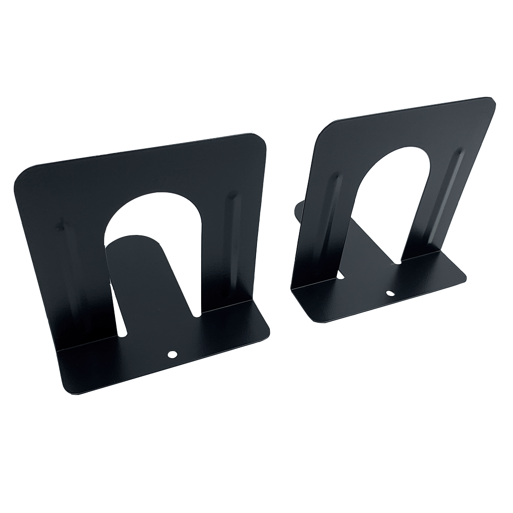 HURON Non-Skid Steel Bookends, 5 Inch, Black