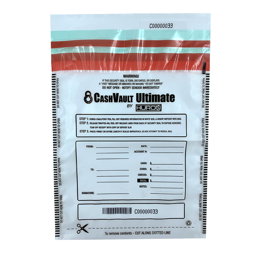 HURON Level 4 9 X 12 Tamper Evident Bag, Clear